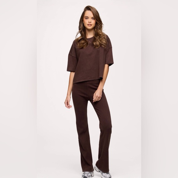 nuuds Pants - nuuds ribbed flare 2 piece set in washed espresso size large